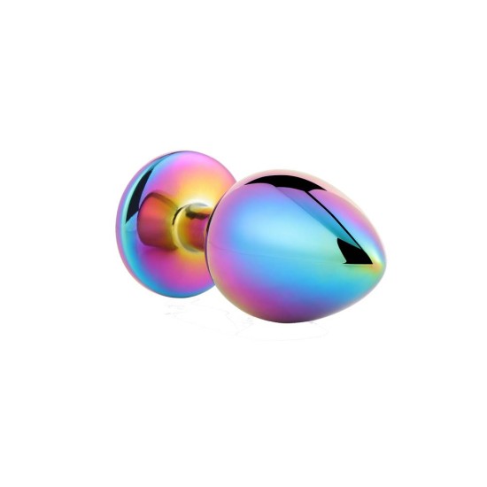 Πολύχρωμη Μεταλλική Σφήνα Με Κόσμημα - Gleaming Love Multicolour Plug Medium 8cm Sex Toys 