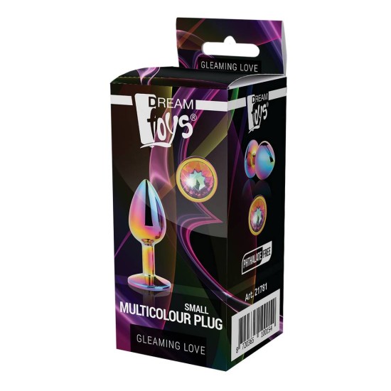Πολύχρωμη Μεταλλική Σφήνα Με Κόσμημα - Gleaming Love Multicolour Plug Small 7cm Sex Toys 