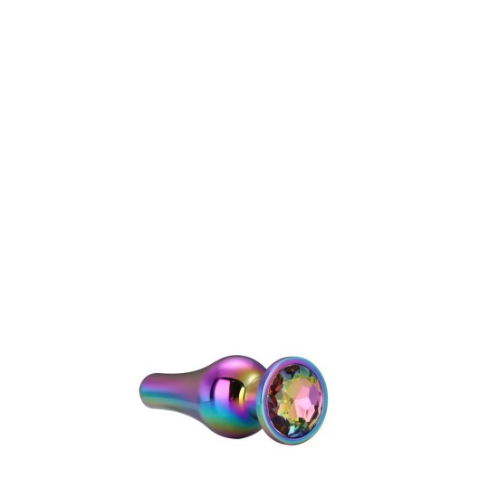 Πολύχρωμη Μεταλλική Σφήνα Με Πολύχρωμο Κόσμημα - Gleaming Love Coloured Pleasure Plug M 11cm Sex Toys 