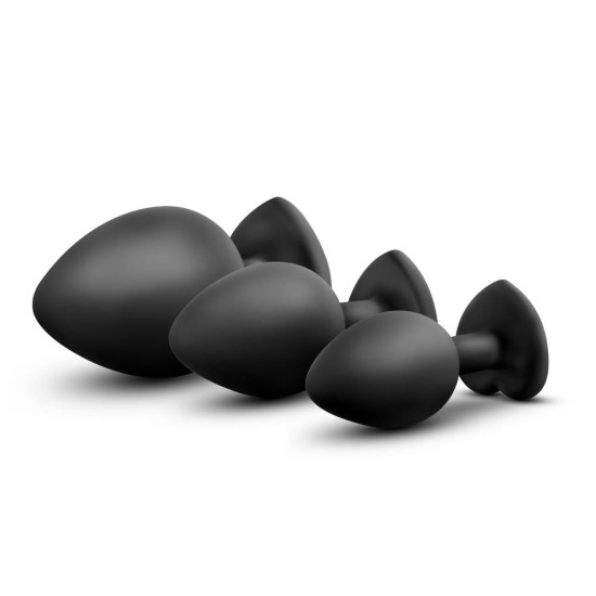 Πρωκτικές Σφήνες Με Πολύχρωμο Κόσμημα - Luxe Bling Plugs Training Kit Black Sex Toys 