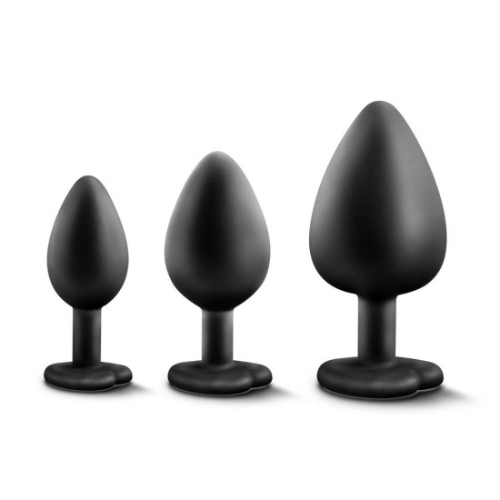 Πρωκτικές Σφήνες Με Πολύχρωμο Κόσμημα - Luxe Bling Plugs Training Kit Black Sex Toys 