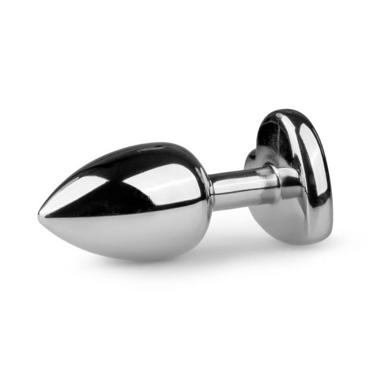 Πρωκτική Σφήνα Καρδιά - Metal Butt Plug No 2 Silver/Clear 7,5cm Sex Toys 