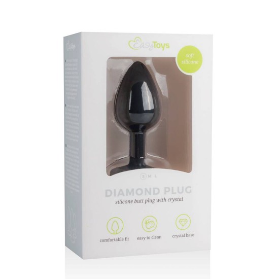 Σφήνα Σιλικόνης Με Κόσμημα - Diamond Plug Small Black 7,5cm Sex Toys 