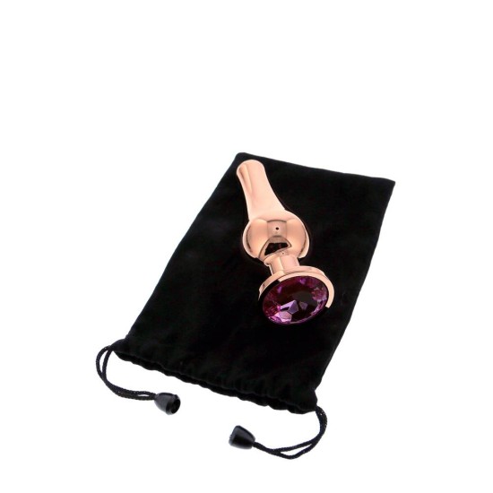 Χρυσή Μεταλλική Σφήνα Με Ροζ Κόσμημα - Gleaming Love Rose Gold Pleasure Plug Μ 11cm Sex Toys 