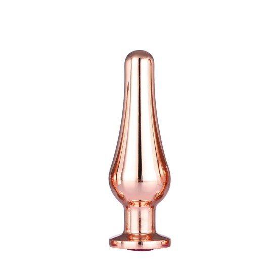 Χρυσή Μεταλλική Σφήνα Με Ροζ Κόσμημα - Gleaming Love Rose Gold Pleasure Plug Μ 11cm Sex Toys 