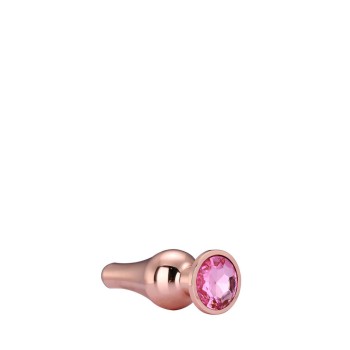 Χρυσή Μεταλλική Σφήνα Με Ροζ Κόσμημα - Gleaming Love Rose Gold Pleasure Plug Μ 11cm