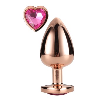 Χρυσή Μεταλλική Σφήνα Με Ροζ Κόσμημα - Gleaming Love Rose Gold Plug Large 10cm
