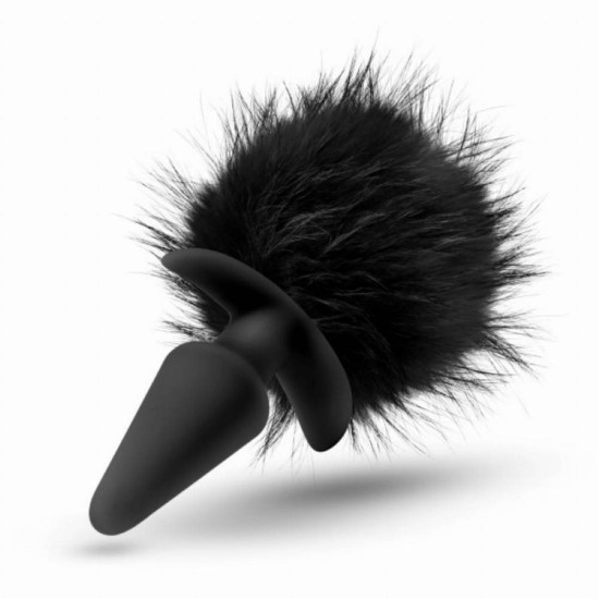 Σφήνα Πρωκτού Με Ουρά Λαγού - Rabbit Tail Plug Black Sex Toys 
