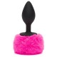 Σφήνα Σιλικόνης Με Ουρά Λαγού - Bunny Tail Butt Plug Medium Black & Pink Sex Toys 