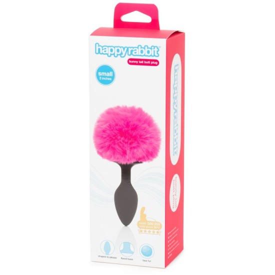 Bunny Tail Butt Plug Small Black & Pink Sex Toys