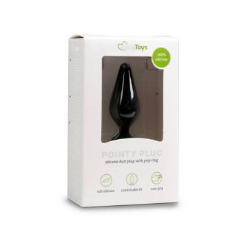 Black Buttplugs With Pull Ring Medium