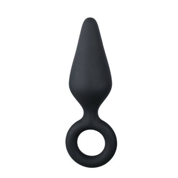 Πρωκτική Σφήνα Σιλικόνης - Black Buttplugs With Pull Ring Medium