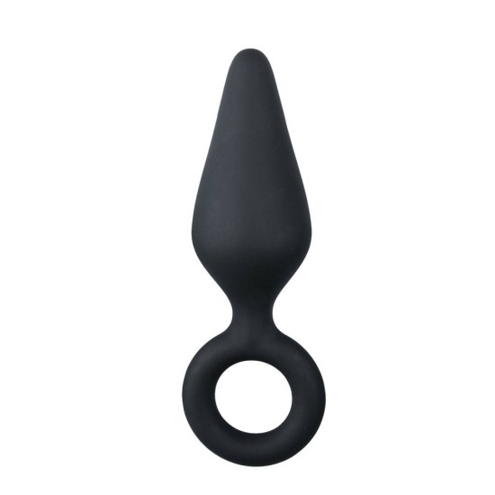 Black Buttplugs With Pull Ring Medium Sex Toys