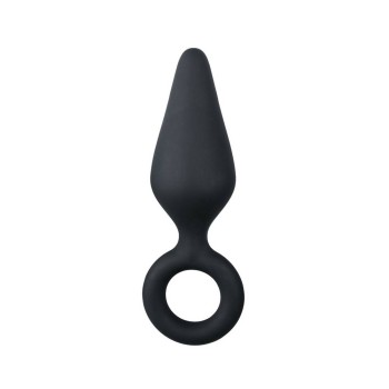 Σφήνα Σιλικόνης Με Λαβή - Black Buttplugs With Pull Ring Small