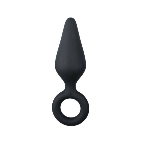 Black Buttplugs With Pull Ring Small Sex Toys