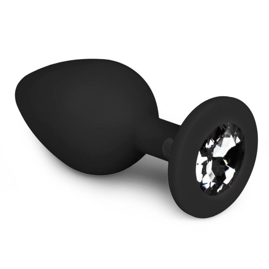 Τάπα Πρωκτού Σιλικόνης Με Κόσμημα - Diamond Plug Medium Black Sex Toys 
