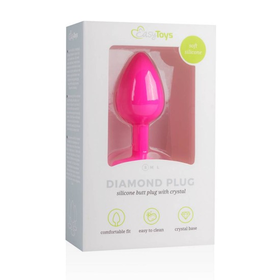 Τάπα Πρωκτού Σιλικόνης Με Κόσμημα - Diamond Plug Small Pink Sex Toys 