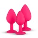 Σετ Πρωκτικές Σφήνες Με Κόσμημα - Silicone Butt Plug with Diamond Pink Sex Toys 