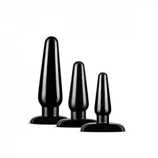 Anal Adventures Basic Plug Kit Black 3 Pc Sex Toys