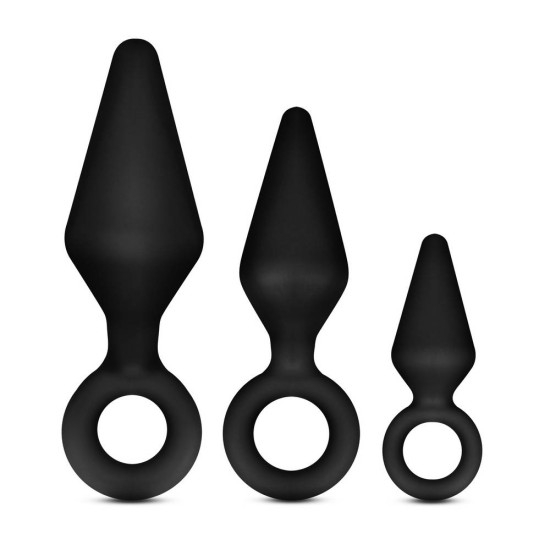 Σετ Τάπες Πρωκτού Με Δαχτυλίδι - Lux Wearable Night Rimmer Kit Black Sex Toys 
