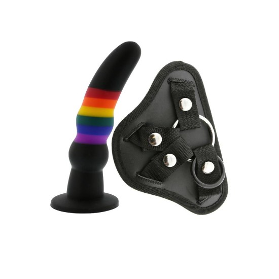 Colourful Love Strap On Solid Dildo Multicolor 18cm Sex Toys