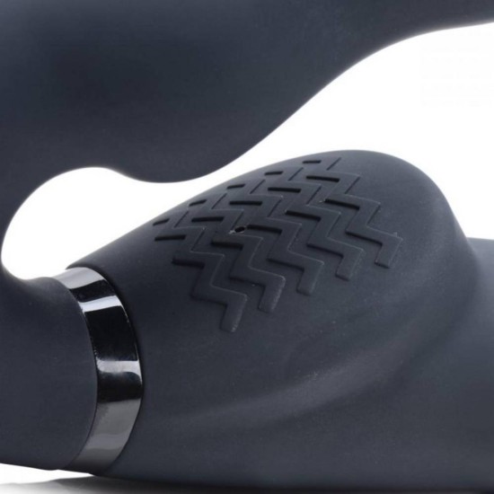 Ασύρματο Φουσκωτό Διπλό Στραπόν - Swirl Vibrating Strapless Strap On Black Sex Toys 