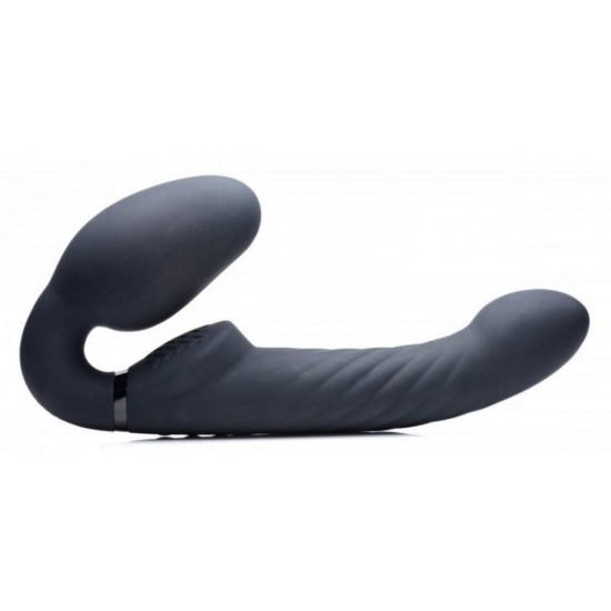 Swirl Vibrating Strapless Strap On Black Sex Toys