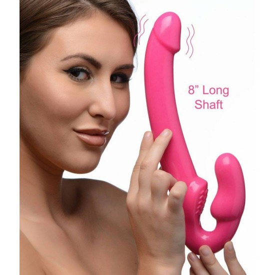 Δονούμενο Διπλό Στραπόν - Revolver Vibrating Strapless Strap On XXL Pink Sex Toys 