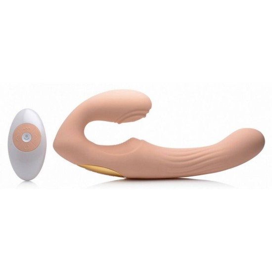 Παλμικό Διπλό Στραπόν - U Pulse Silicone Vibrating Strapless Strap On Sex Toys 
