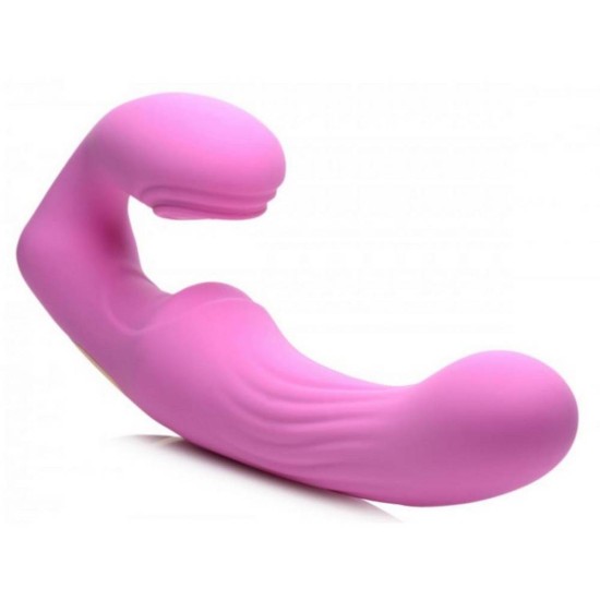 U Pulse Silicone Vibrating Strapless Strap On Pink Sex Toys