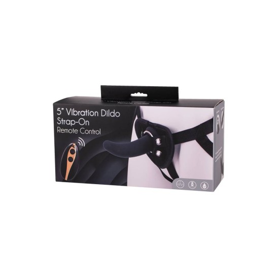 Δονούμενο Ασύρματο Στραπόν Με Ζώνη Vibration Dildo Strap-On Black 12.5cm Sex Toys 