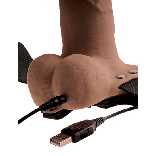 Στραπόν Με Δόνηση - Hollow Vibrating Strap On 15 cm Medium Sex Toys 