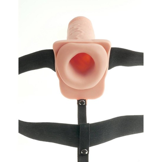 Στραπόν Με Δόνηση - Hollow Vibrating Strap On 23 cm Light Sex Toys 