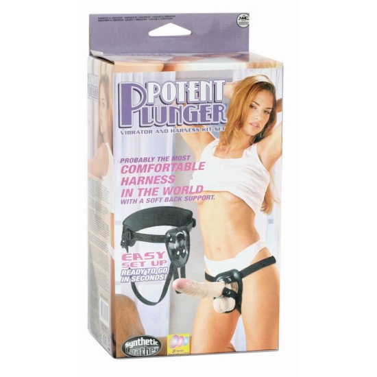 Ζώνη Στραπον Με Ομοίωμα Με Δόνηση - Potent Plunger Harness With 8 Vibrator 20.2cm Sex Toys 