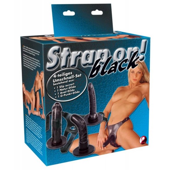 Σετ Ζώνη Στραπόν & Ομοιώματα Πέους - Strap On Black Sex Toys 