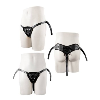 Strapon Black Pu Harness With Two Rings