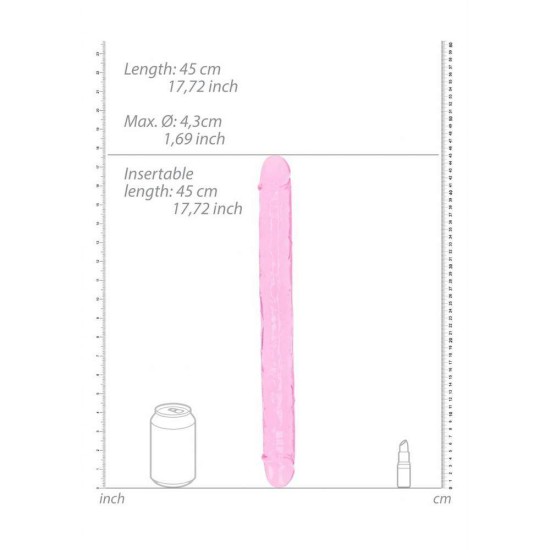 Διάφανο Διπλό Ομοίωμα Πέους - Realistic Double Dong Pink 45cm Sex Toys 