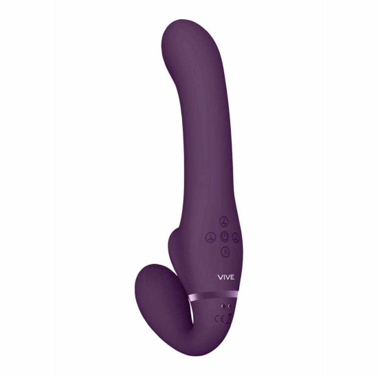 Ai Dual Vibrating & Air Wave Tickler Strapless Strap On Purple Sex Toys