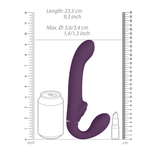 Ai Dual Vibrating & Air Wave Tickler Strapless Strap On Purple Sex Toys