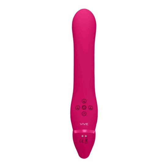 Ai Dual Vibrating & Air Wave Tickler Strapless Strap On Pink