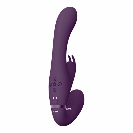 Διπλό Στραπον Rabbit - Suki Vibrating Rabbit Strapless Strap On Purple Sex Toys 