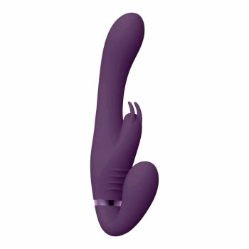 Suki Vibrating Rabbit Strapless Strap On Purple