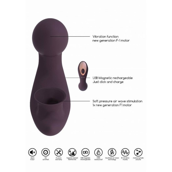 Διπλός Δονητής Με Αναρρόφηση - Desirable Bendable Air Pulse Vibrator Purple Sex Toys 