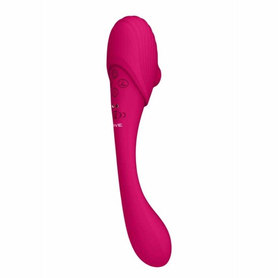 Δονητής Διπλής Διέγερσης - Mirai Double Ended Pulse Wave & Air Wave Bendable Vibrator Pink Sex Toys 