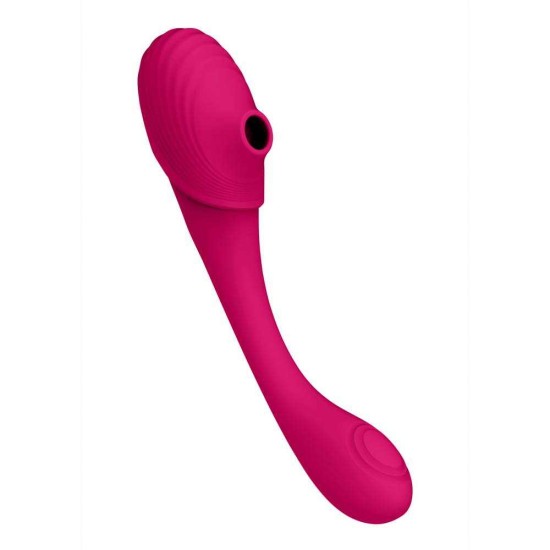 Δονητής Διπλής Διέγερσης - Mirai Double Ended Pulse Wave & Air Wave Bendable Vibrator Pink Sex Toys 