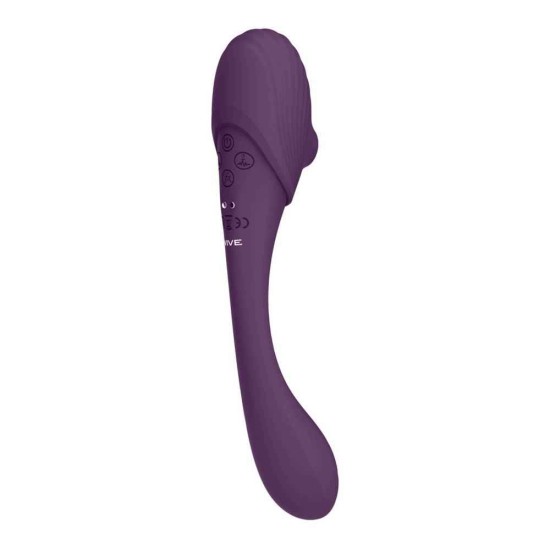 Δονητής Διπλής Διέγερσης - Mirai Double Ended Pulse Wave & Air Wave Bendable Vibrator Purple Sex Toys 