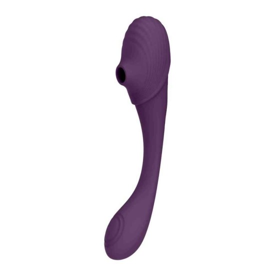 Δονητής Διπλής Διέγερσης - Mirai Double Ended Pulse Wave & Air Wave Bendable Vibrator Purple Sex Toys 