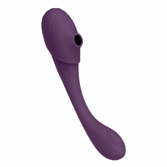 Δονητής Διπλής Διέγερσης - Mirai Double Ended Pulse Wave & Air Wave Bendable Vibrator Purple Sex Toys 