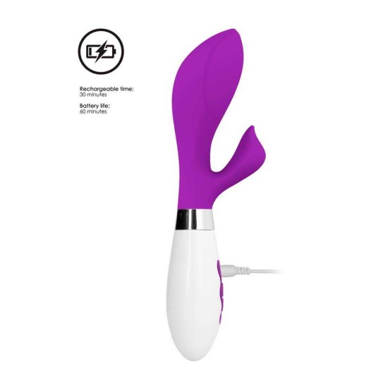 Επαναφορτιζόμενος Rabbit Δονητής - Achelois Rechargeable Rabbit Vibrator Purple Sex Toys 