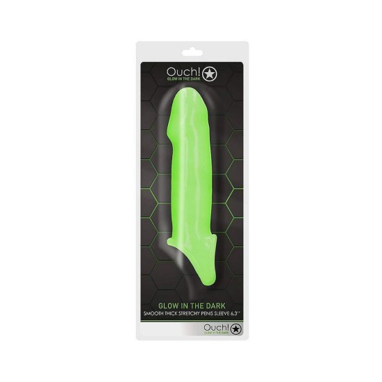 Φωσφοριζέ Κάλυμμα Πέους - Glow In The Dark Smooth Thick Stretchy Penis Sleeve 16cm Sex Toys 